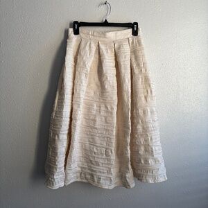Vivian Chan Textured Natalie Midi Skirt in Ivory White